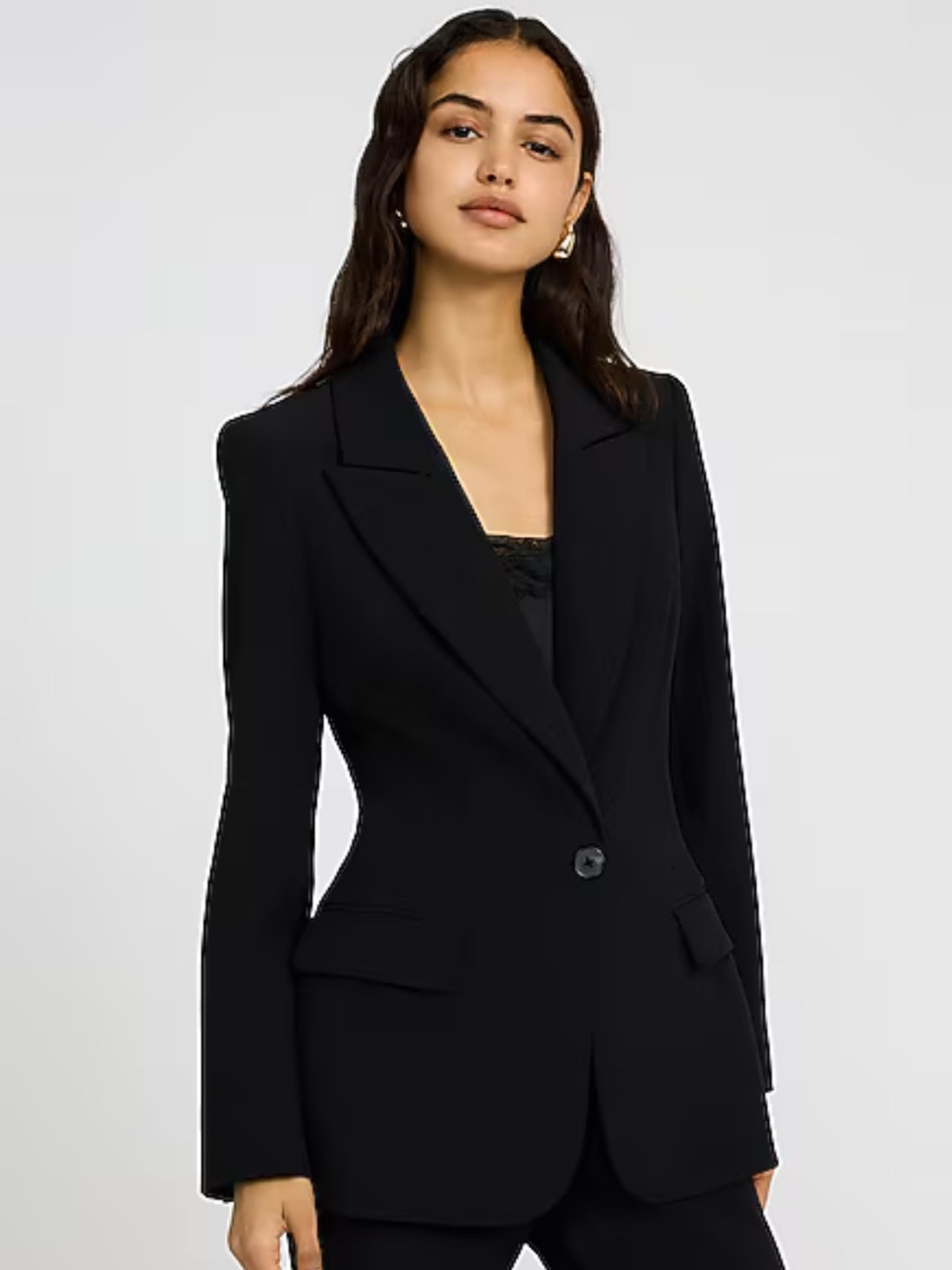 Express Black Single-Button Tailored Blazer
